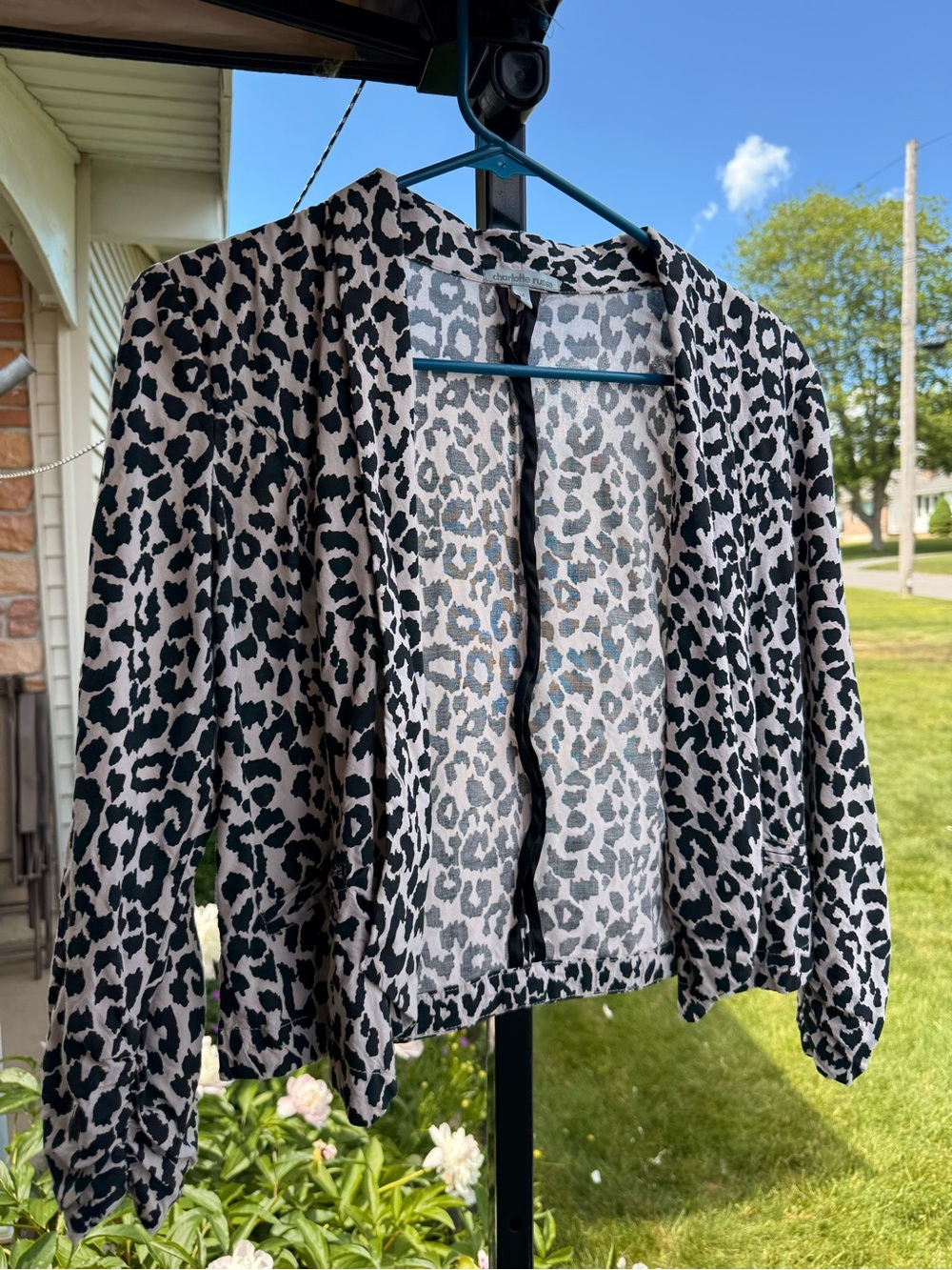 Charlotte Russe Black & Cream Leopard Print Open Jacket